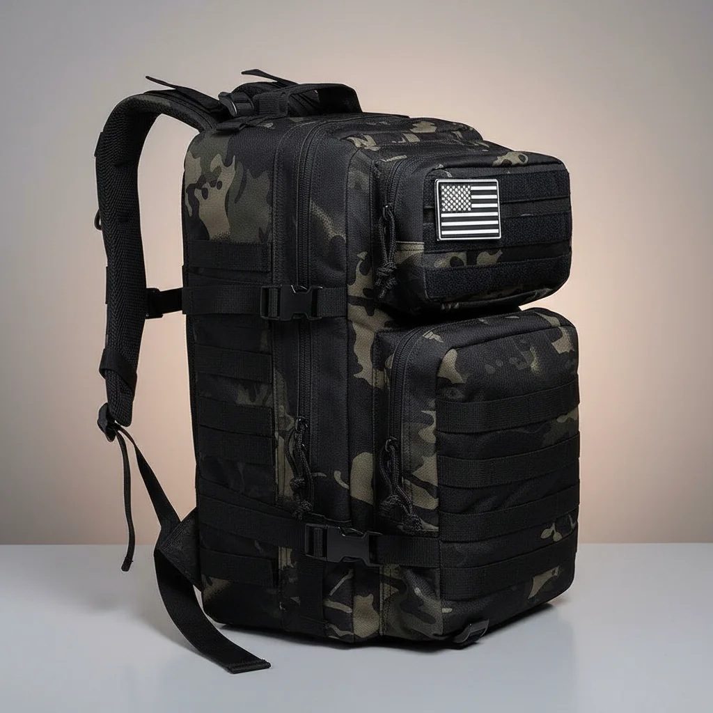 Sac a dos militaire tactique 50l multicam noir - Vue 2 - Sac a Dos Militaire